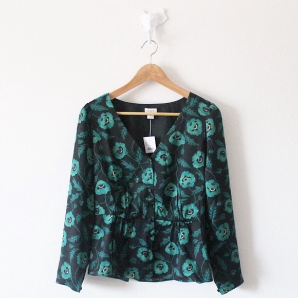 J. Crew Tops - NWT J. Crew Poppy Long Sleeve Pleated Blouse L62